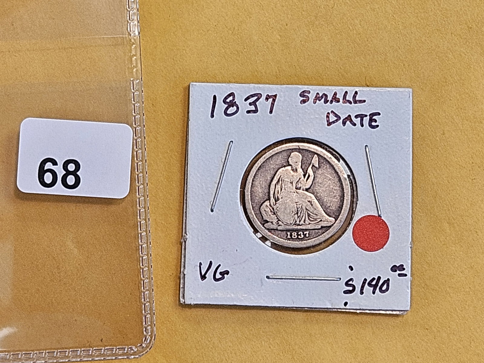 * KEY DATE * 1837 Small Date Seated Liberty silver Dime - 2