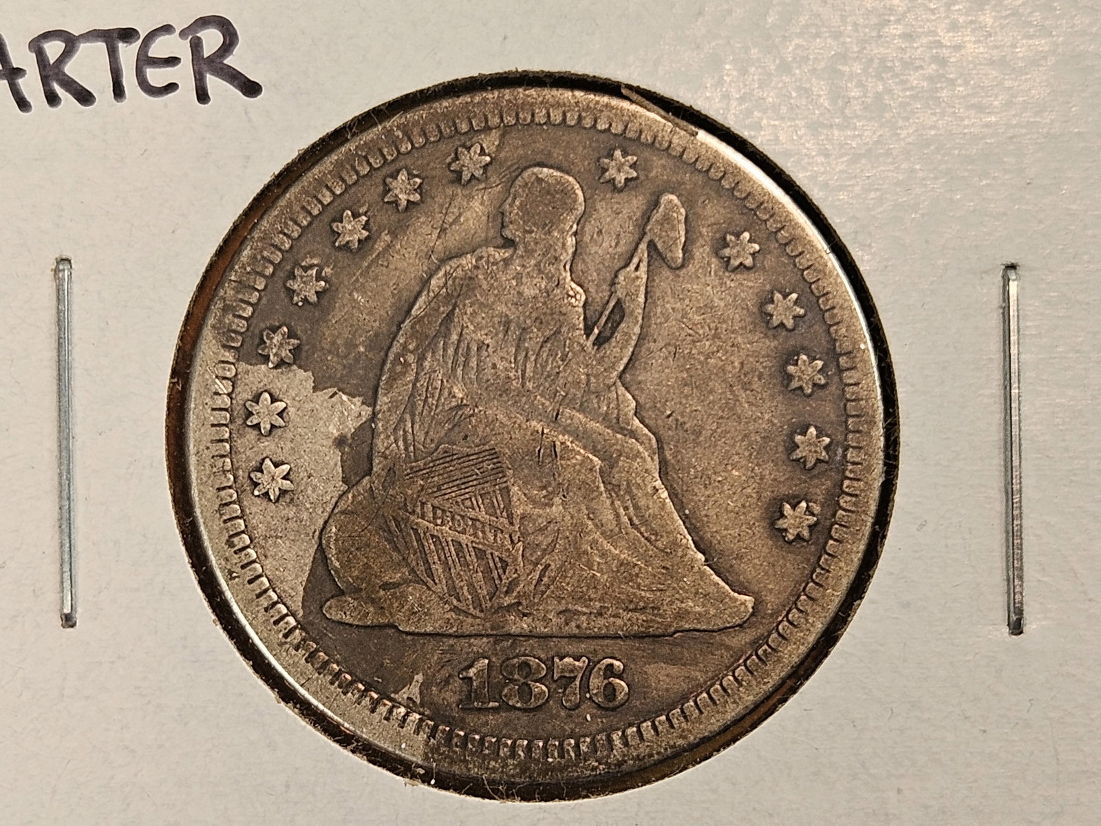 1876 and 1877 Seated Liberty silver Quarters - 2