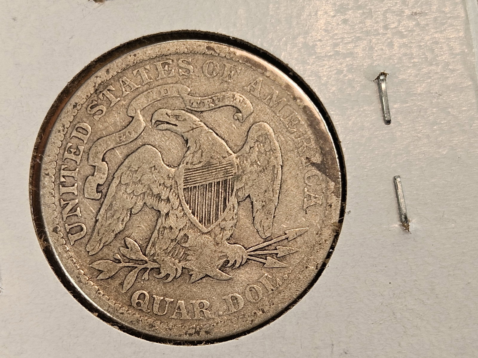 1876 and 1877 Seated Liberty silver Quarters - 3