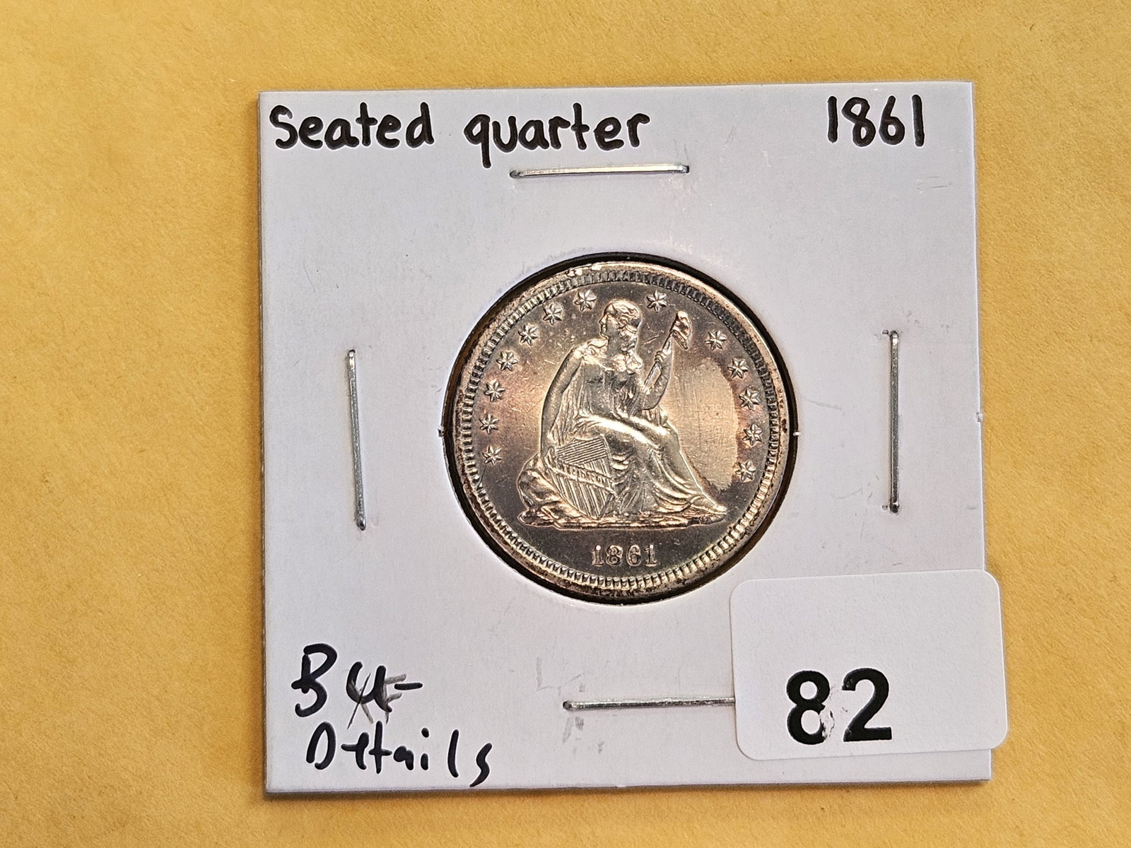 * Brilliant Uncirculated - details 1861 Seated Liberty silver Quarter - 2