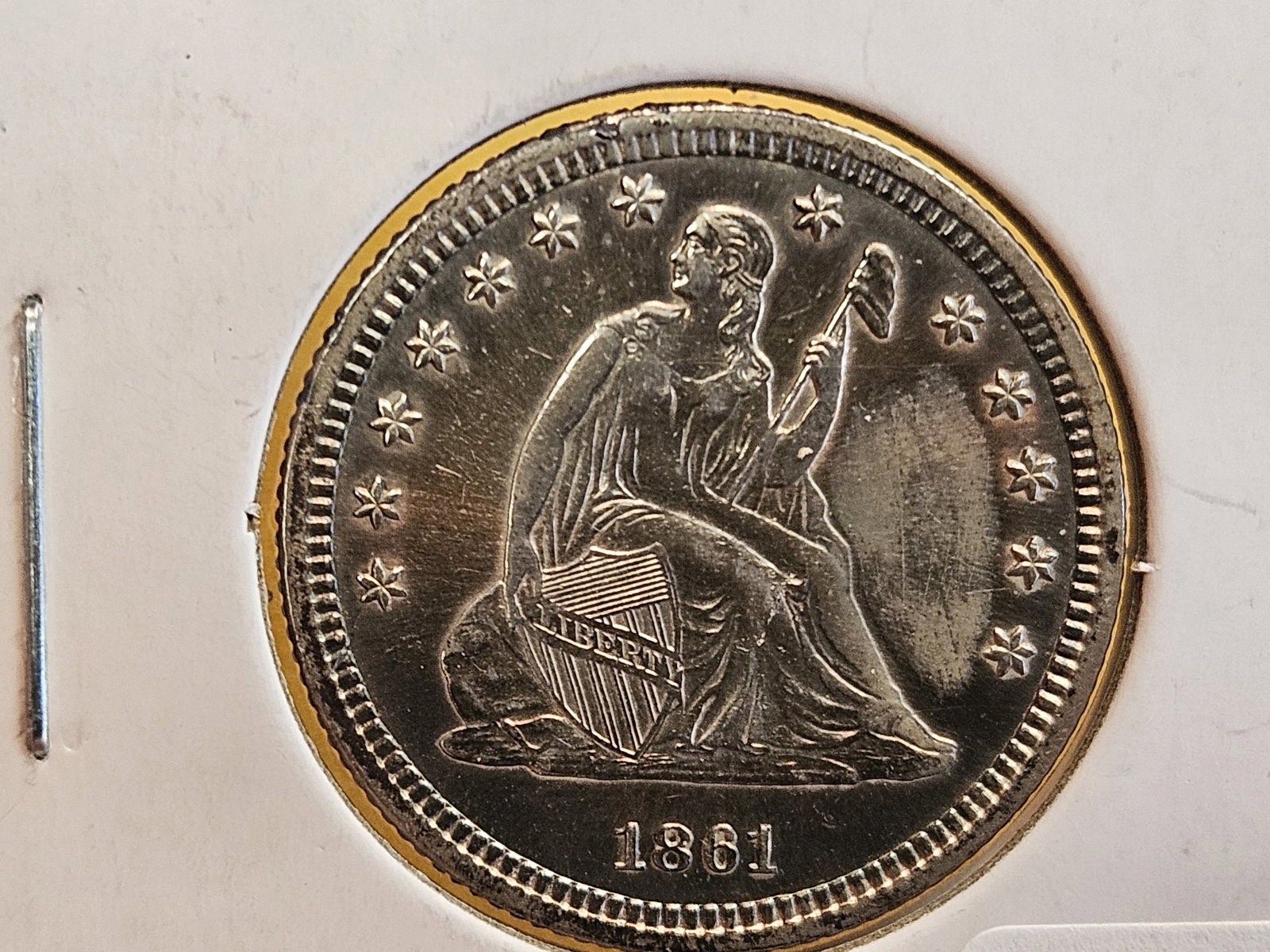 * Brilliant Uncirculated - details 1861 Seated Liberty silver Quarter - 6