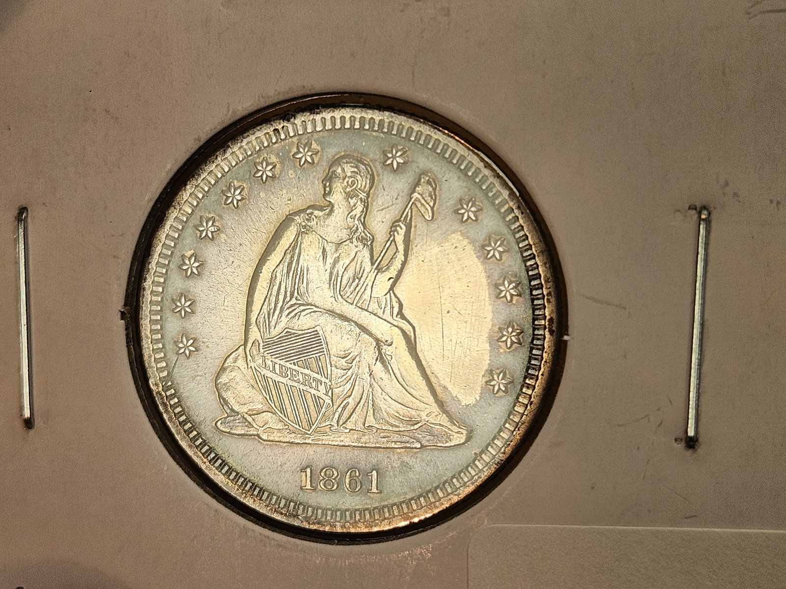 * Brilliant Uncirculated - details 1861 Seated Liberty silver Quarter - 9
