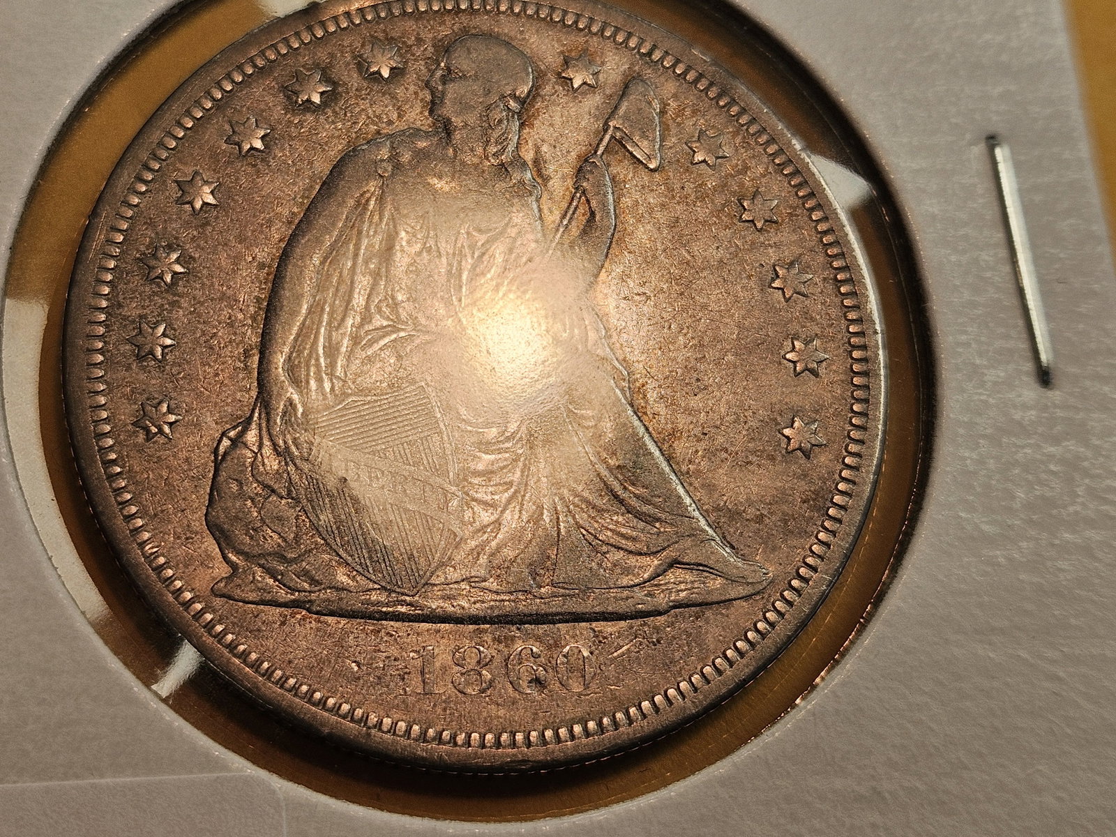 * SCARCE * 1860 Seated Liberty Silver Dollar in Very Fine - 2