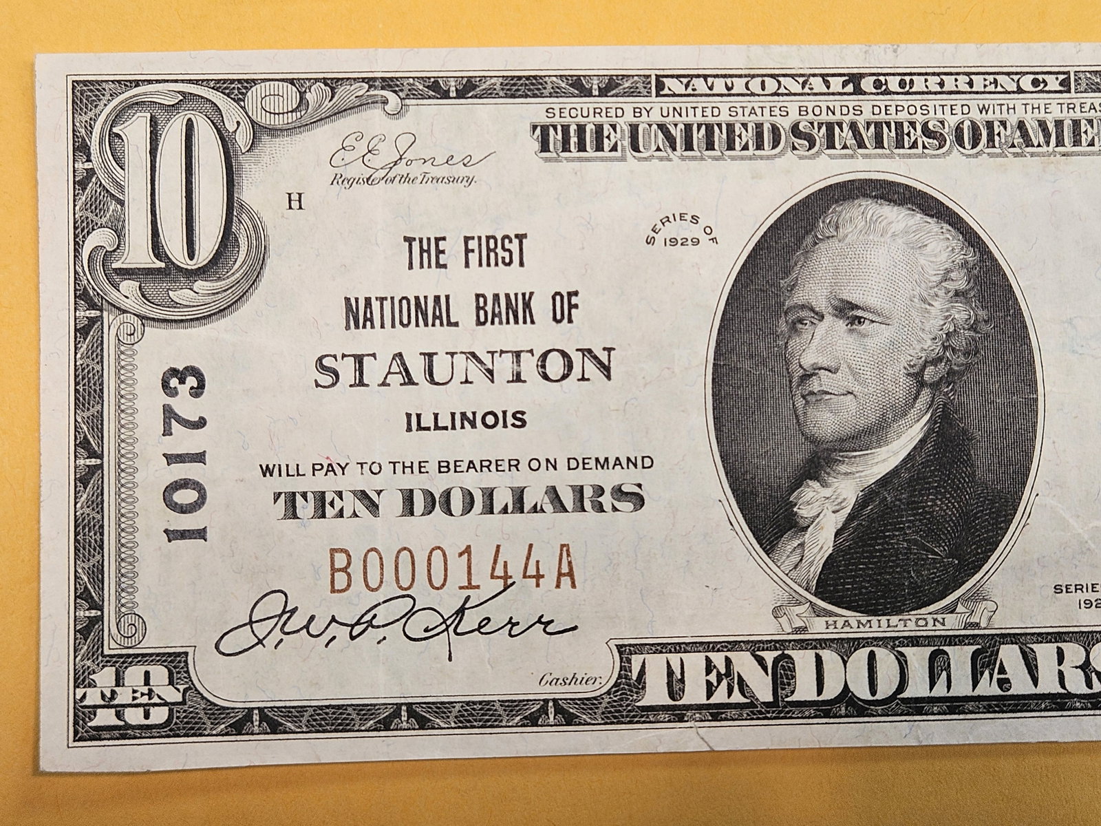 * Scarce * Crisp About Uncirculated plus Series 1929 Ten Dollar National Currency - 2