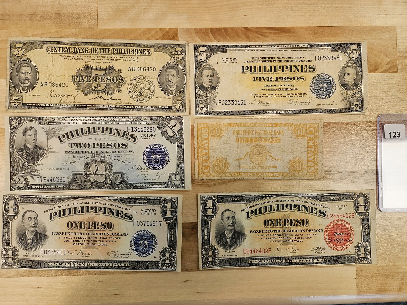Six mixed, Philippines notes (1 of 2)