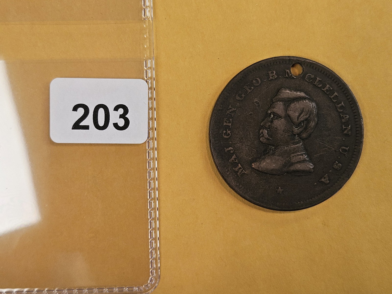 Cool 1864 George B McClellan Copper Dog Tag! - 2