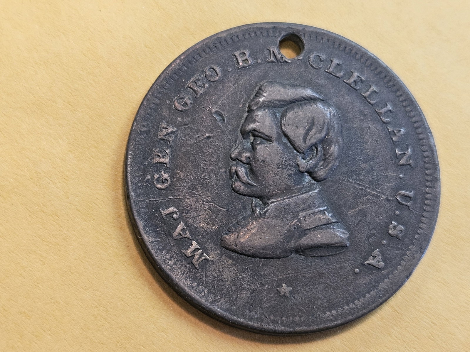 Cool 1864 George B McClellan Copper Dog Tag! - 3