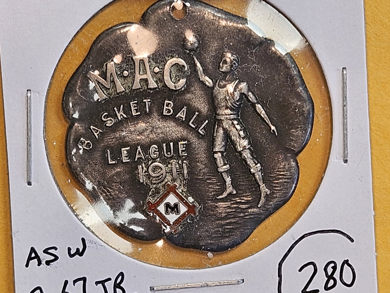 Old MAC Basketball league Silver Medal from 1911!: Second-Blues 