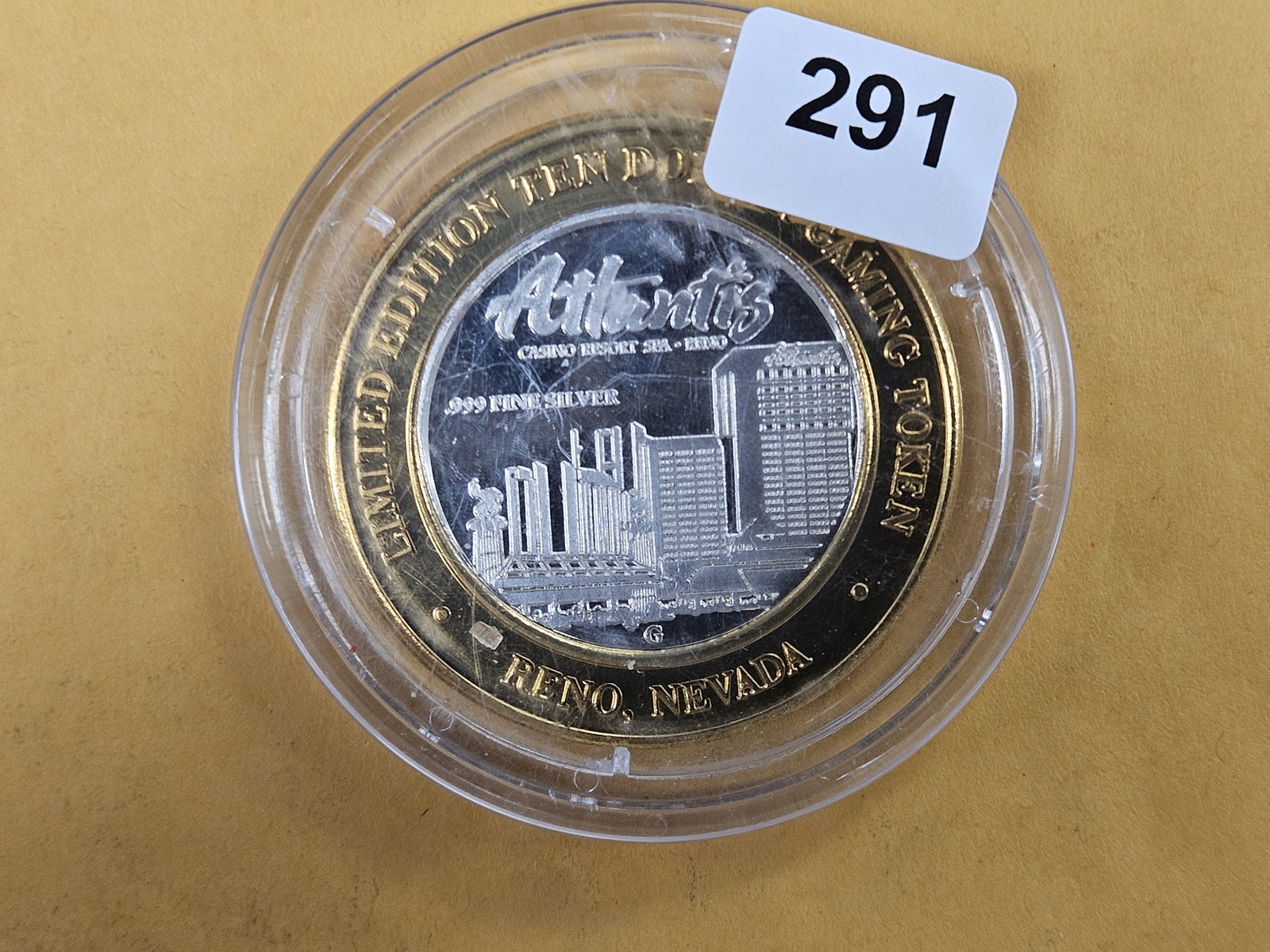 One Ten Dollar .999 fine Silver Center casino token: Has .6 troy ounces of .999 fine silver 