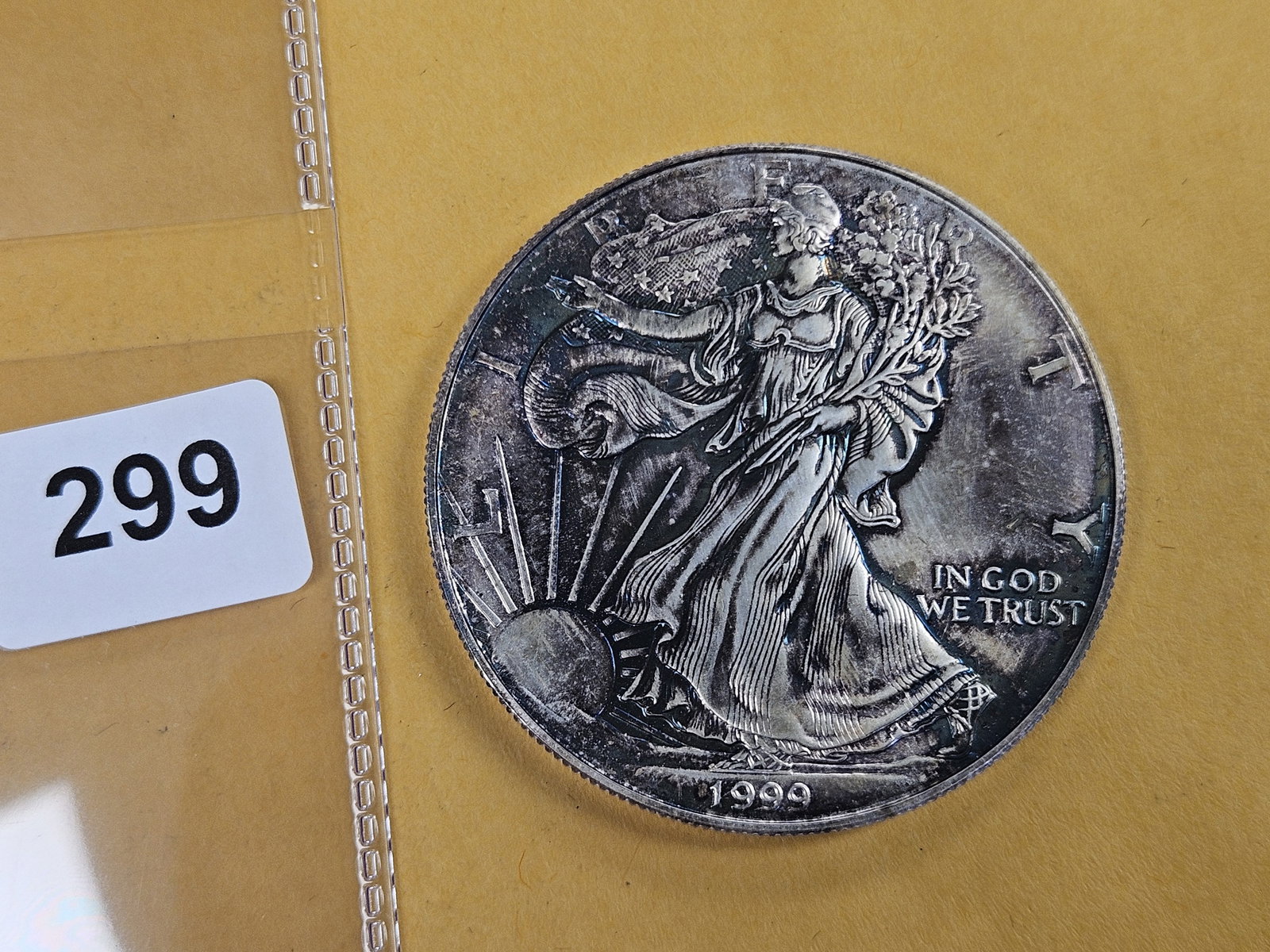 Toned Uncirculated 1999 American silver Eagle (1 of 2)