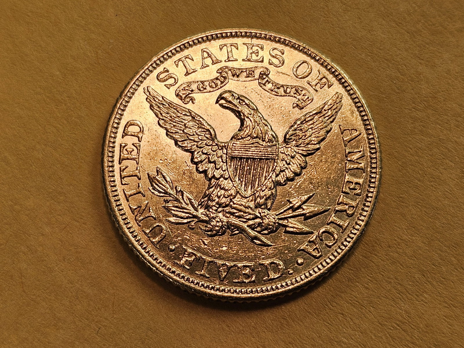 GOLD! Brilliant About Uncirculated plus 1903 Gold Liberty Head Five Dollars - 7