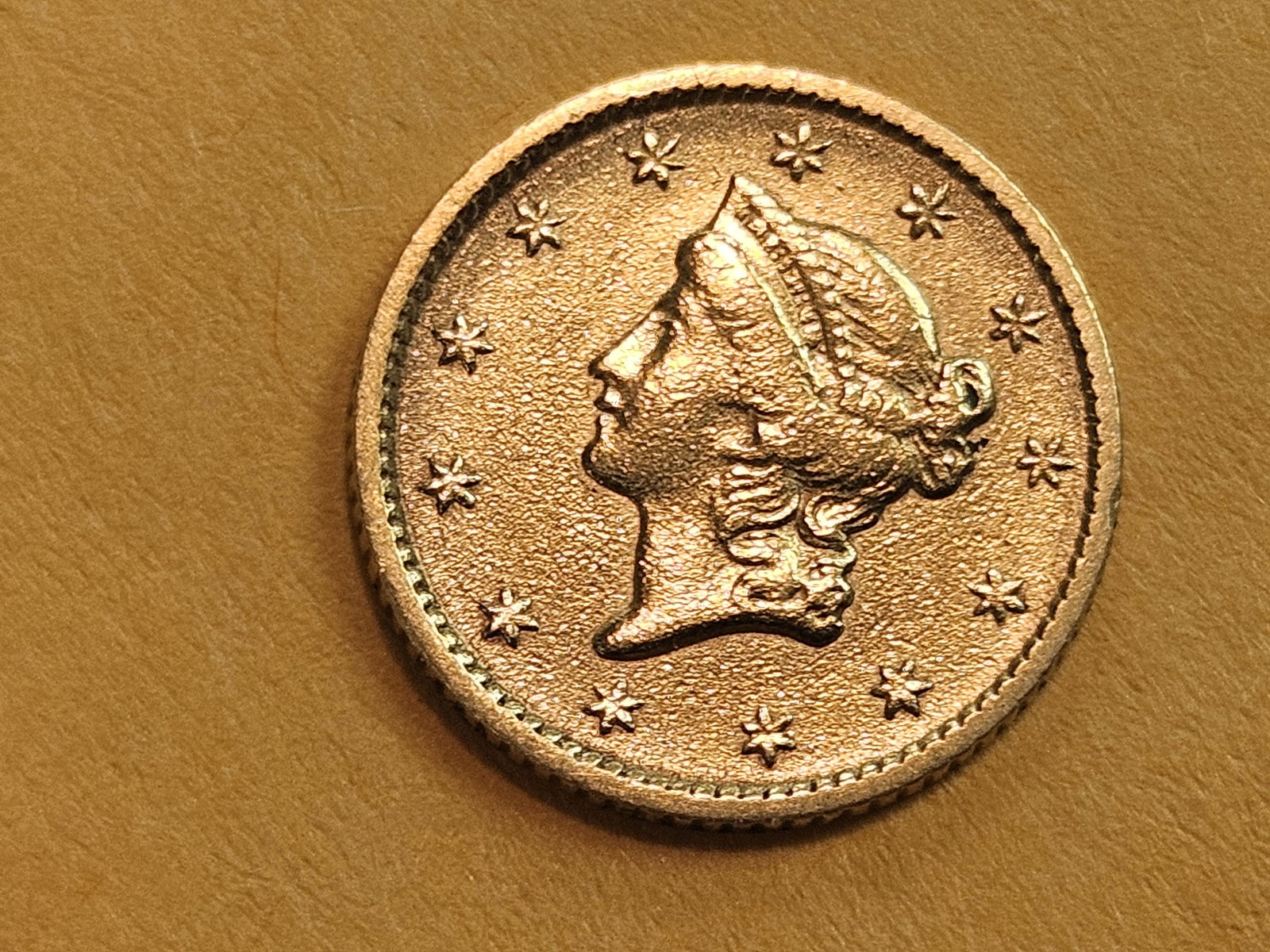 GOLD! Bright 1853 Gold Dollar: Looks like a seawater salvaged coin from a shipwreck