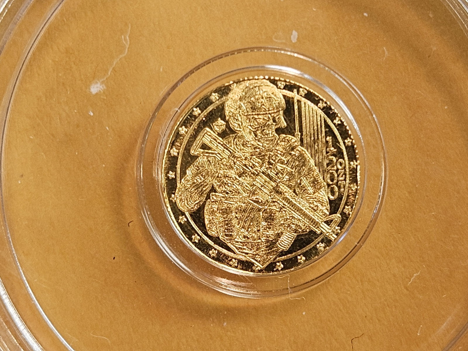 GOLD! American Flag .9999 fine Gold art round - 3