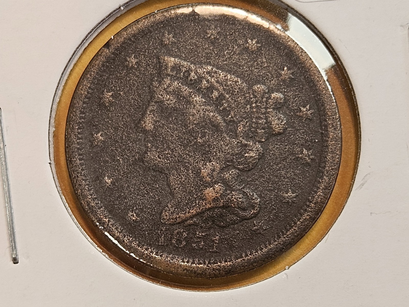 1851 Braided Hair Half Cent: In Very Fine - details 