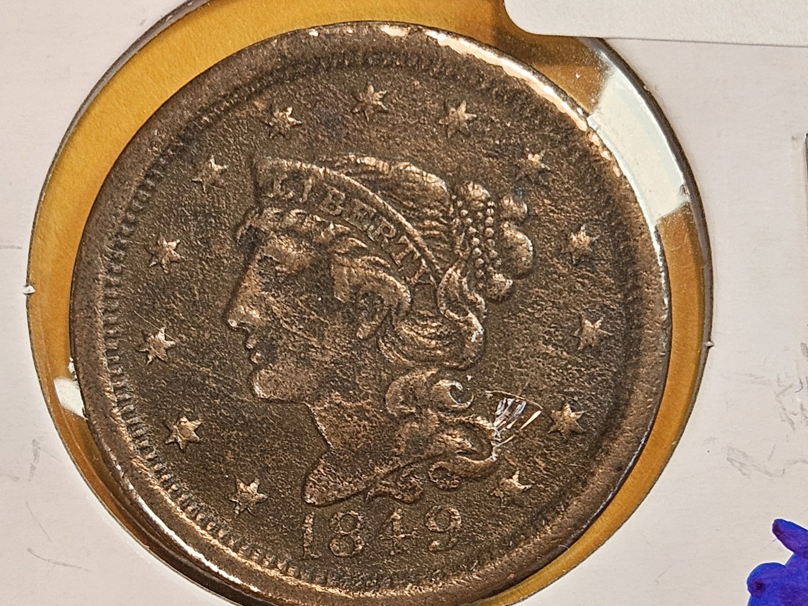 1849 Braided hair Large Cent: In Extra Fine - details 