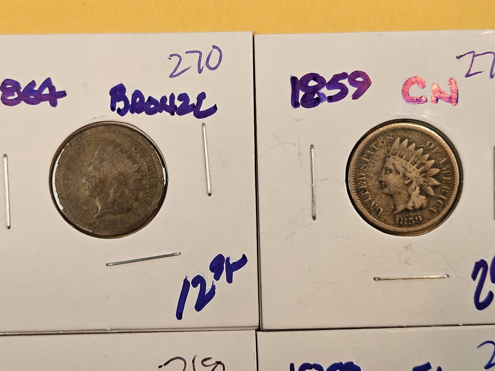 Four better, and-or, semi-key small copper cents - 2