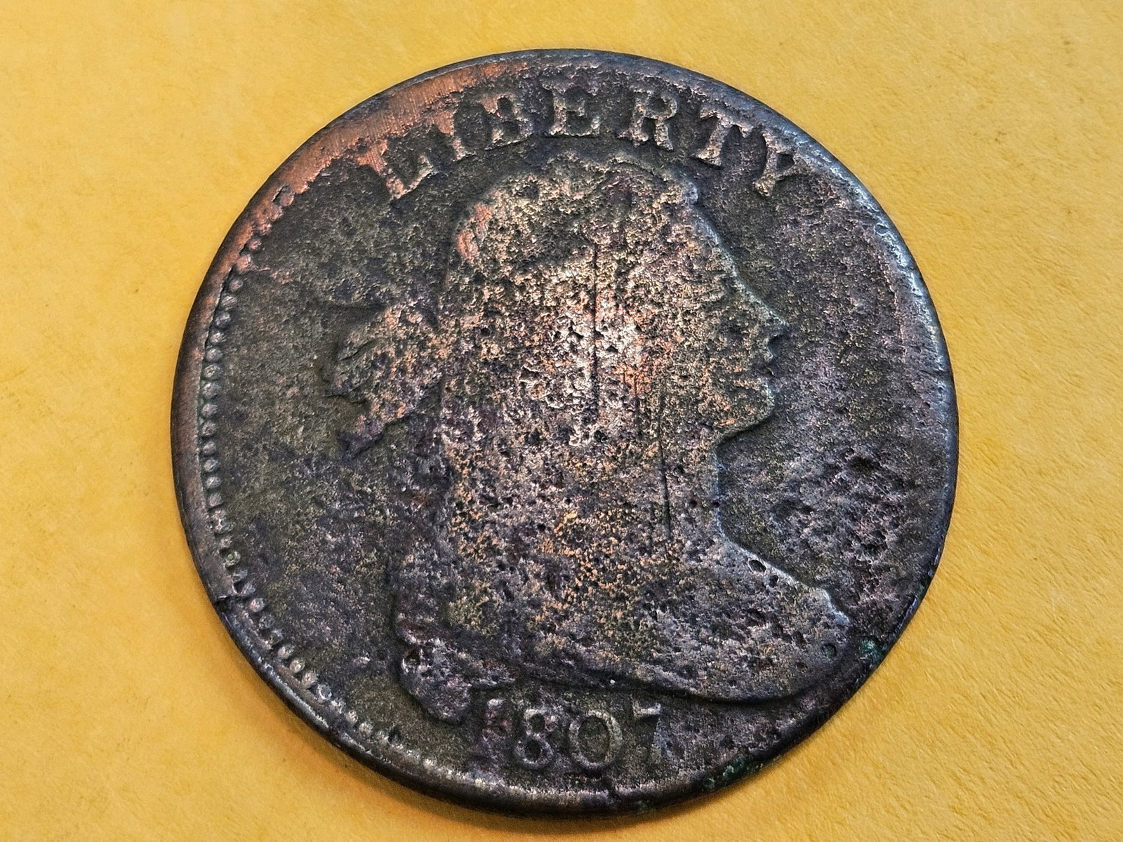 Variety! 1807 Draped Bust Large Cent in Fine - details (1 of 5)