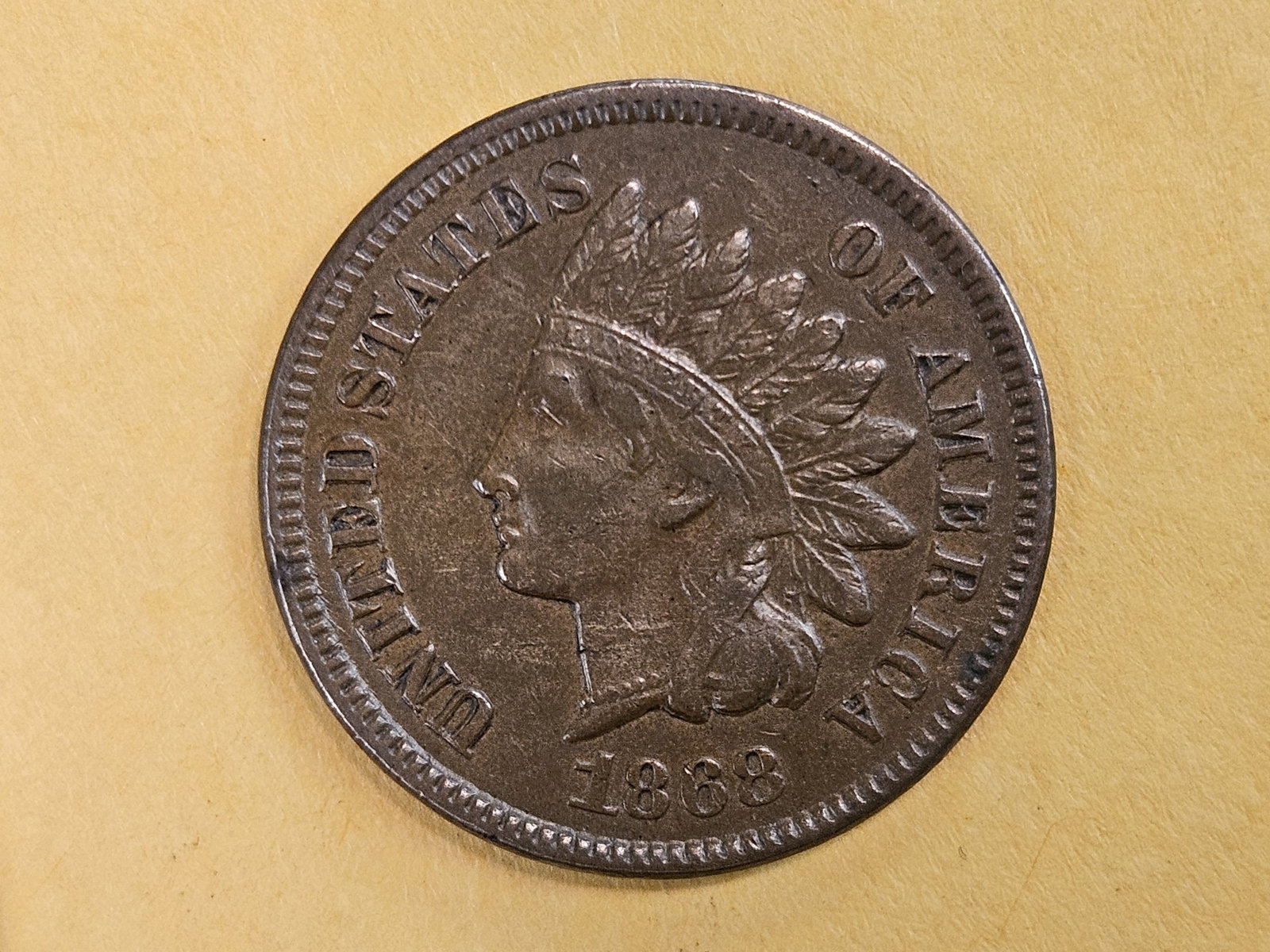 Semi-Key 1868 Indian Cent - 3