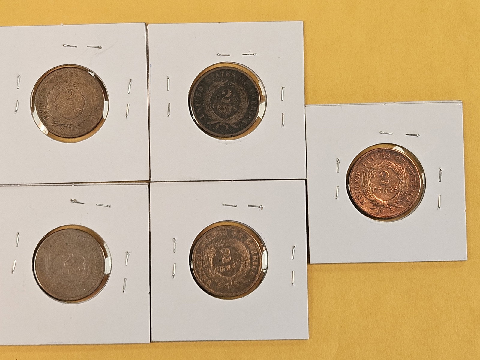 Five mixed 2-Cent pieces - 5