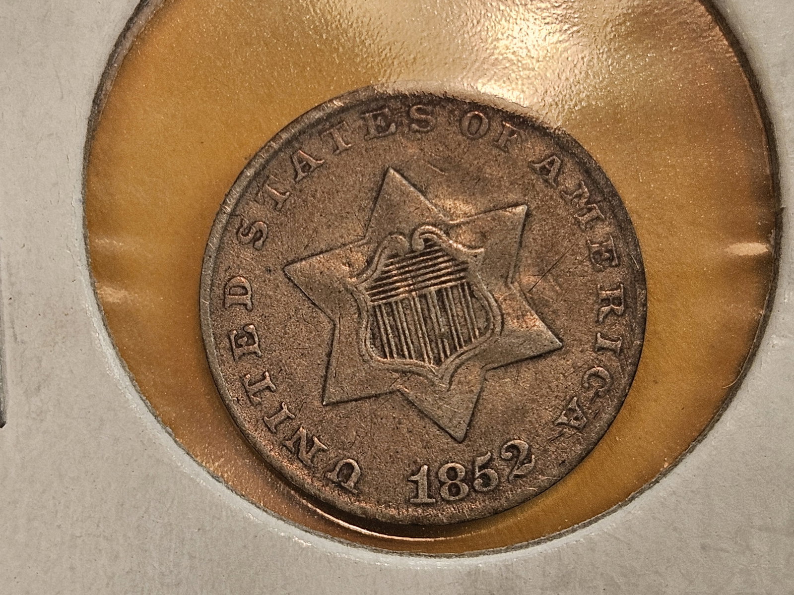 1852 Three Cent Silver Trime: In Extra Fine 