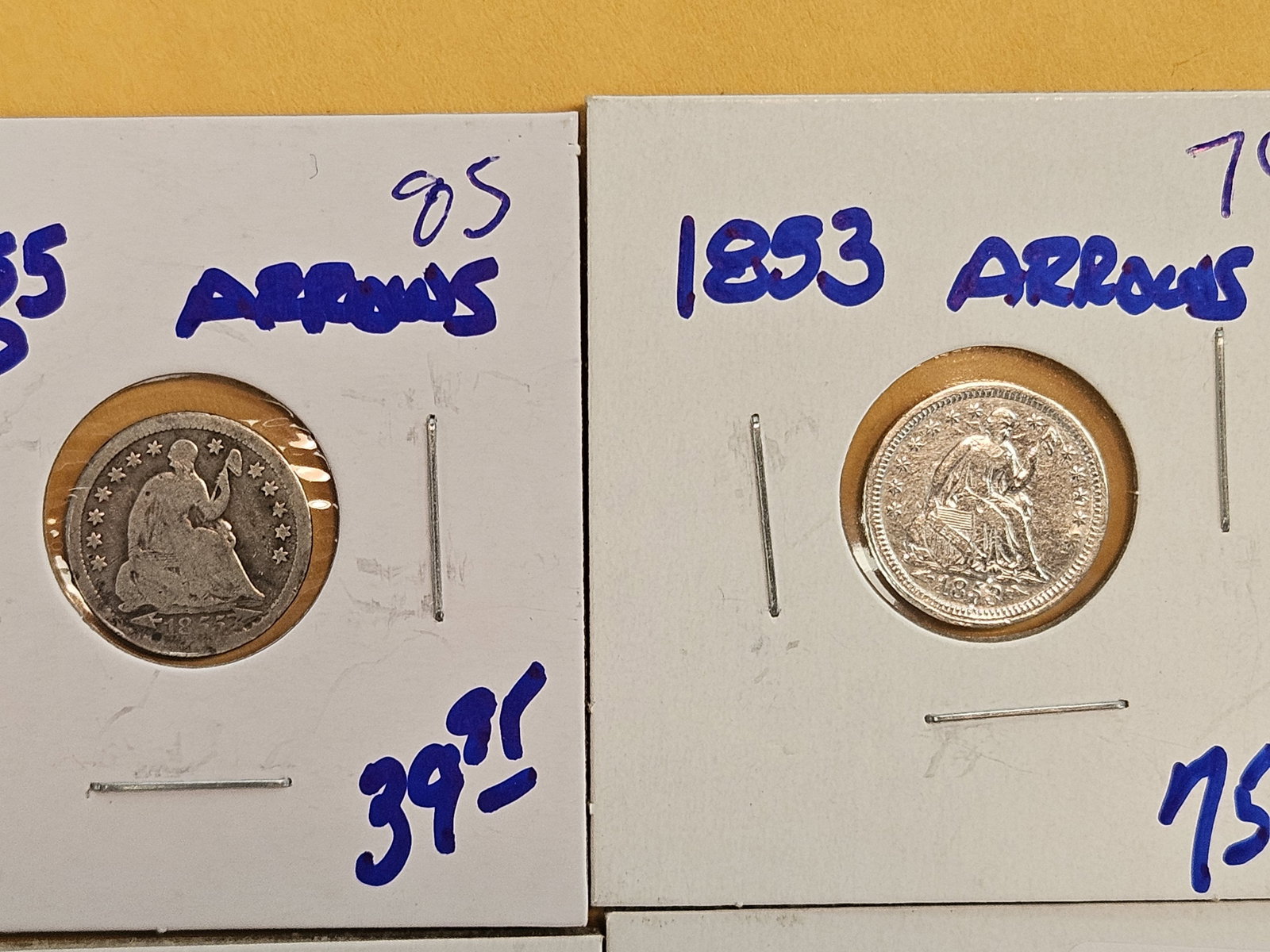 Four mixed Seated Liberty silver Half-dimes - 2