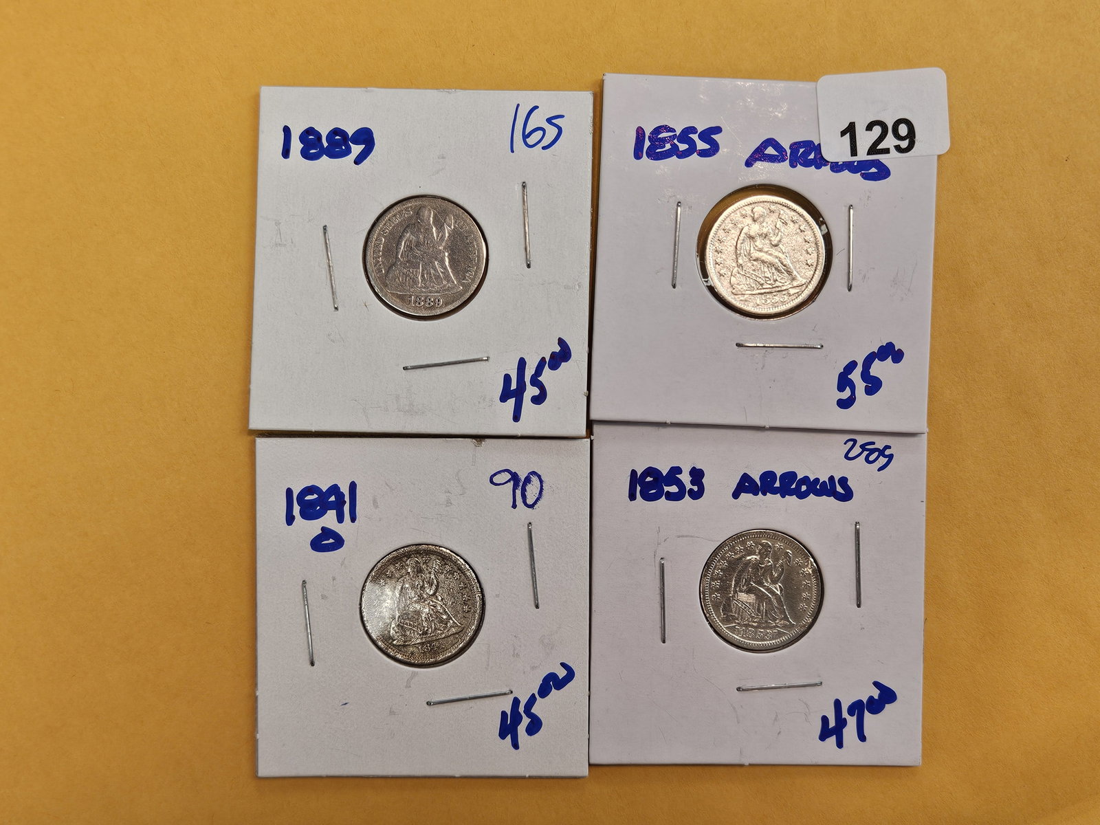 Four mixed Seated Liberty Silver Dimes (1 of 4)