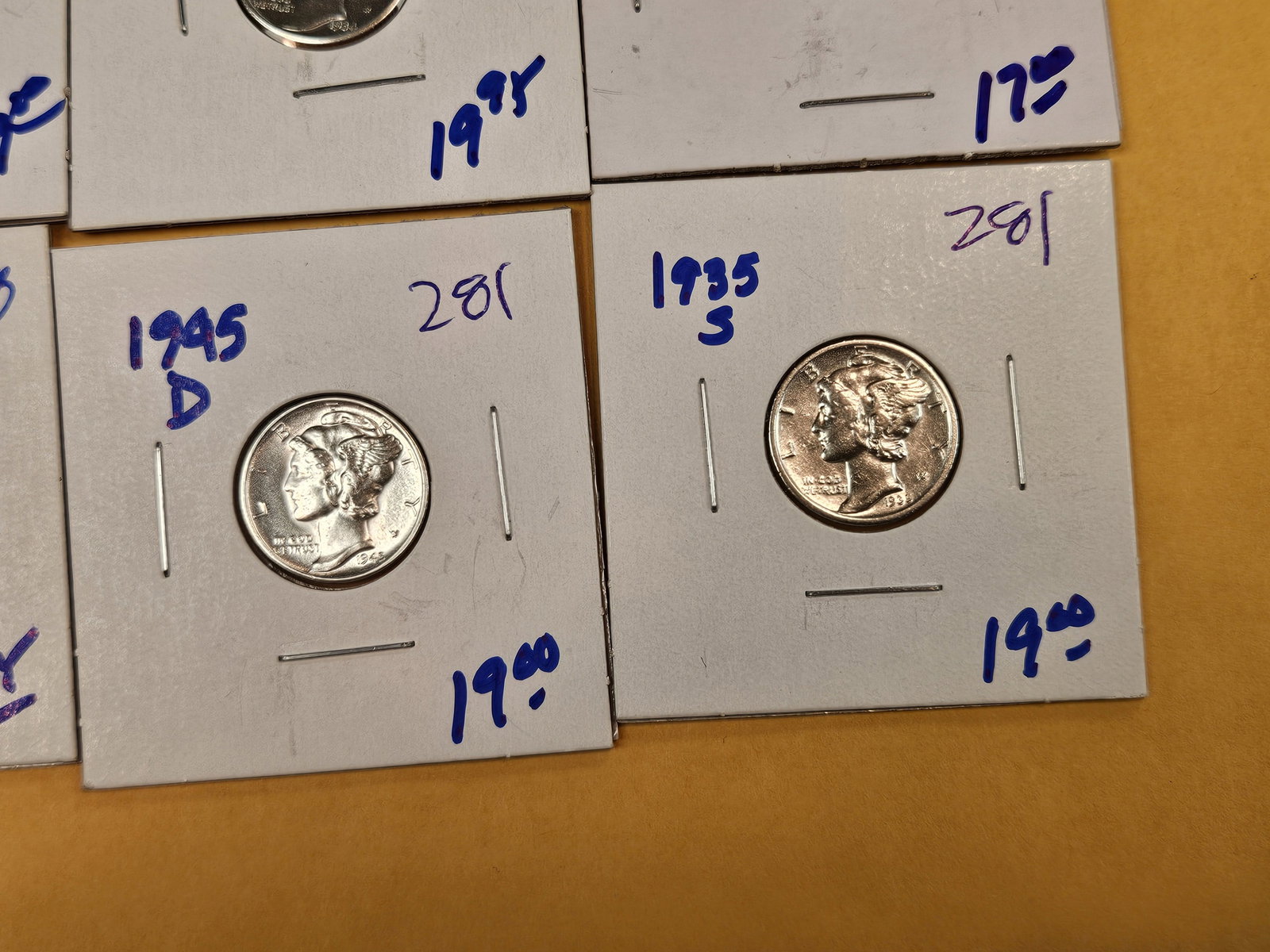 Eight mixed silver Mercury Dimes - 5