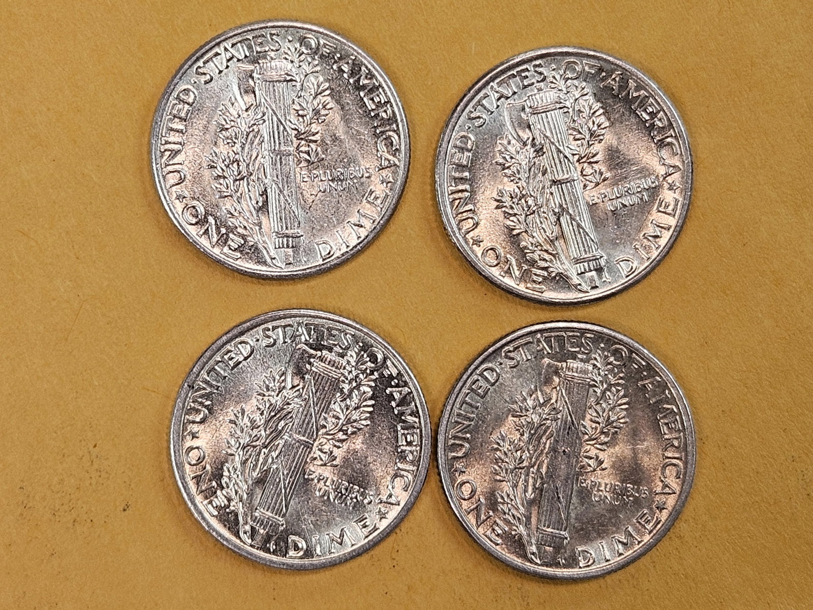 Four Choice Brilliant Uncirculated silver Mercury Dimes - 4