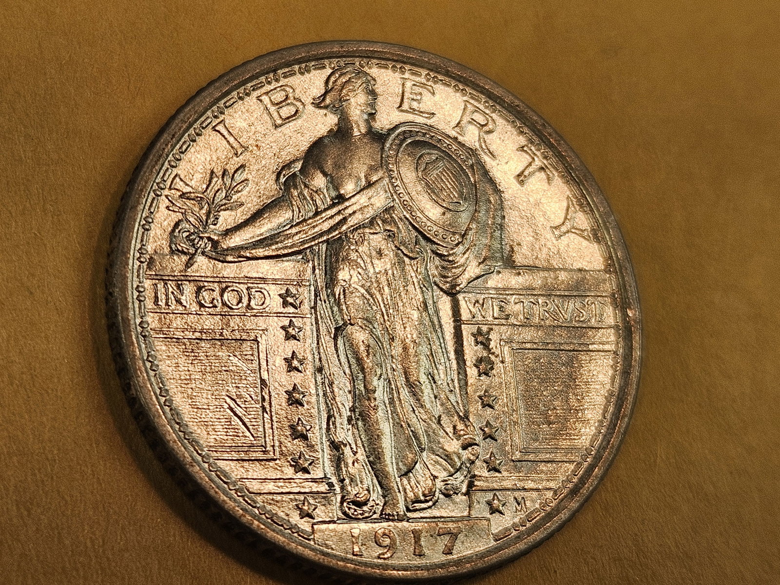 * Very Choice Brilliant Uncirculated plus 1917 Type 1 Standing Liberty Quarter - 4