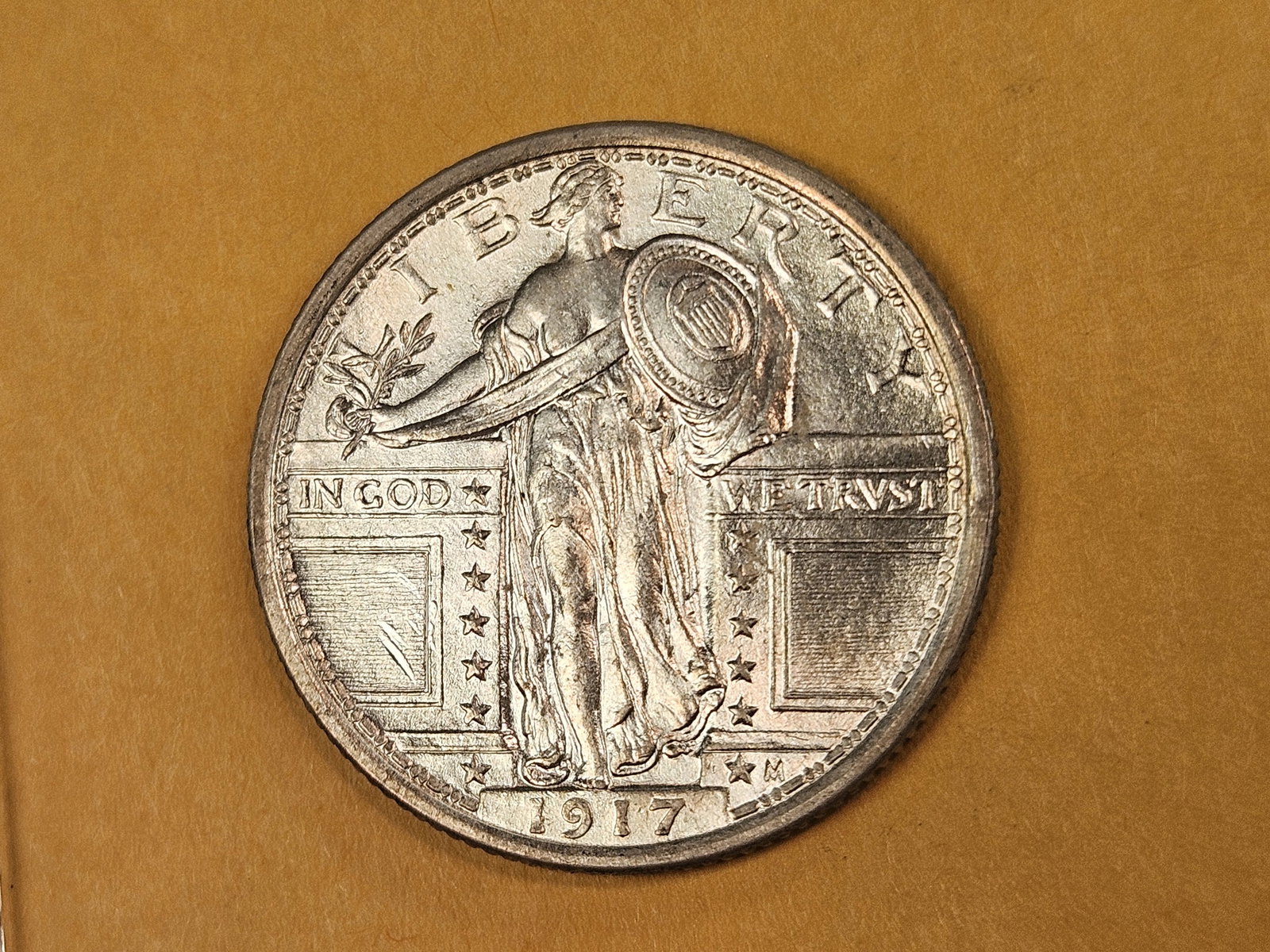 * Very Choice Brilliant Uncirculated plus 1917 Type 1 Standing Liberty Quarter - 5