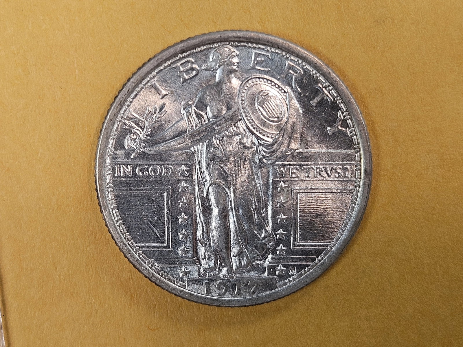 * Very Choice Brilliant Uncirculated plus 1917 Type 1 Standing Liberty Quarter - 7