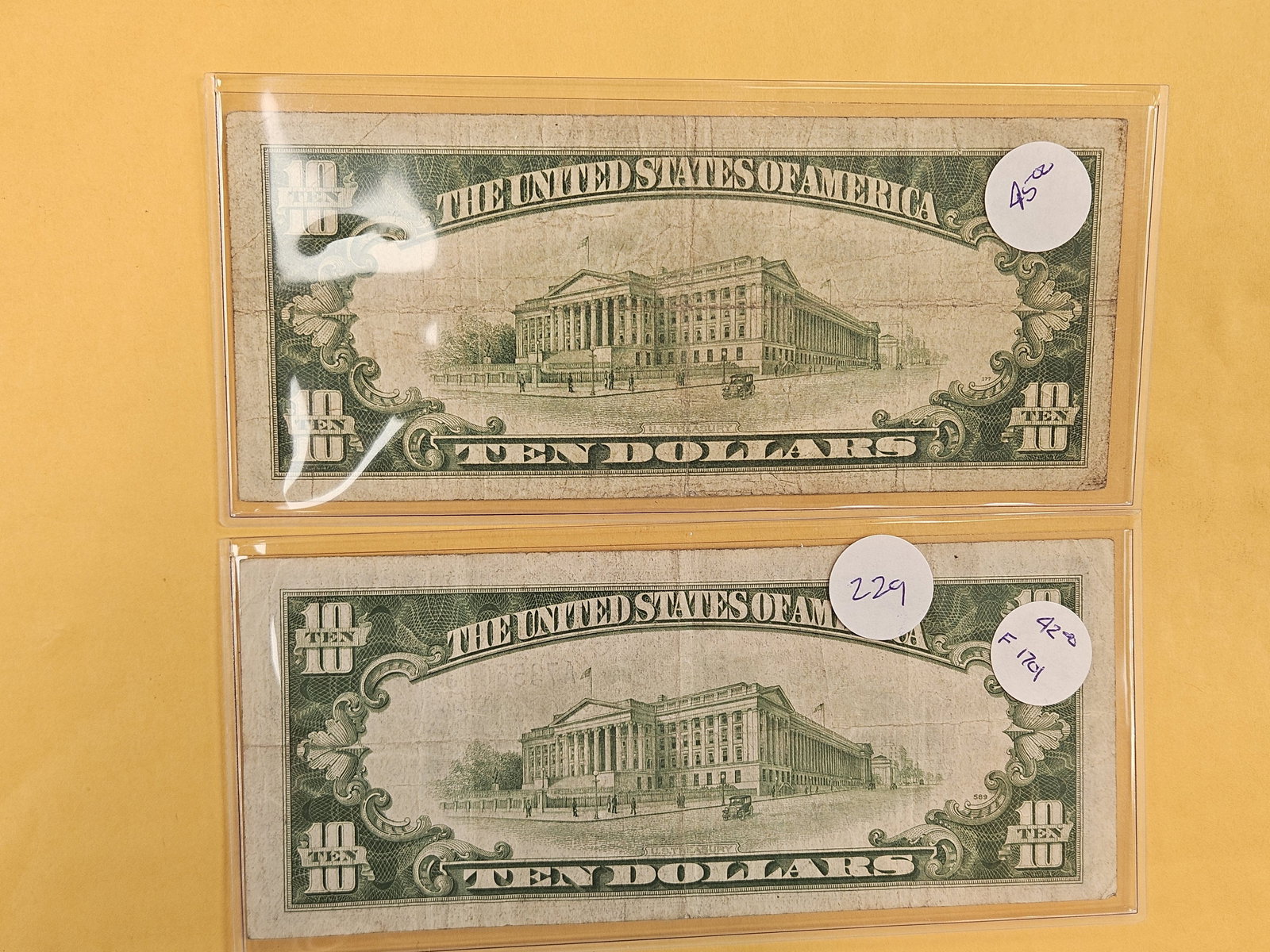 Two small-size Ten Dollar notes - 2