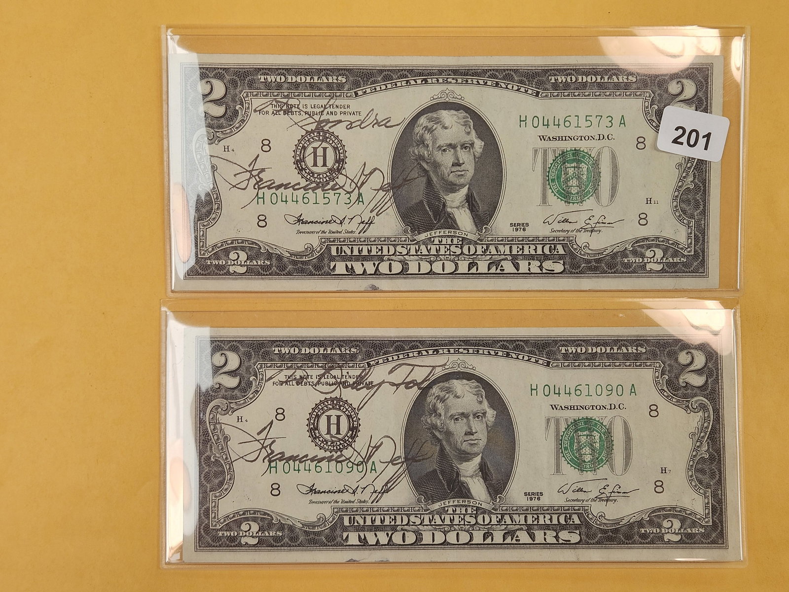 Two more scarce, Crisp, hand-signed Two Dollar FRNs (1 of 4)