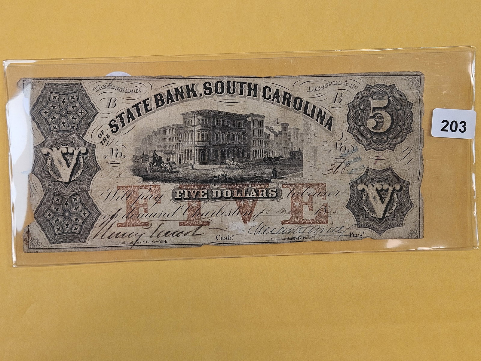 State Bank of South Carolina Five Dollar Note (1 of 2)