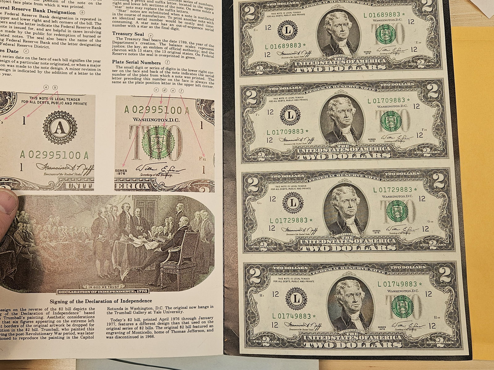 Bureau of Engraving and Printing Crisp Uncirculated Sheet of $2 STAR Replacement notes - 2