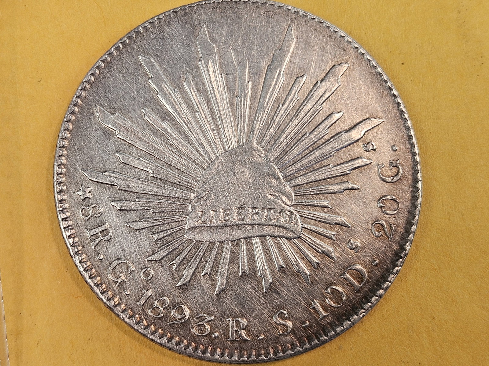 1893 Go RS Mexico silver 7 reals in Bright Uncirculated - details: KM 377.8 