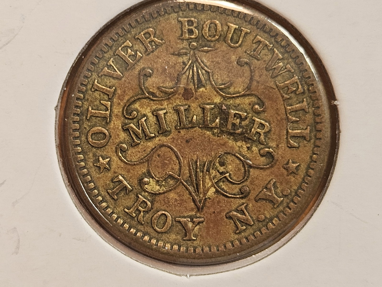 1863 Civil War Token Merchant's Store Card: Troy New York 
