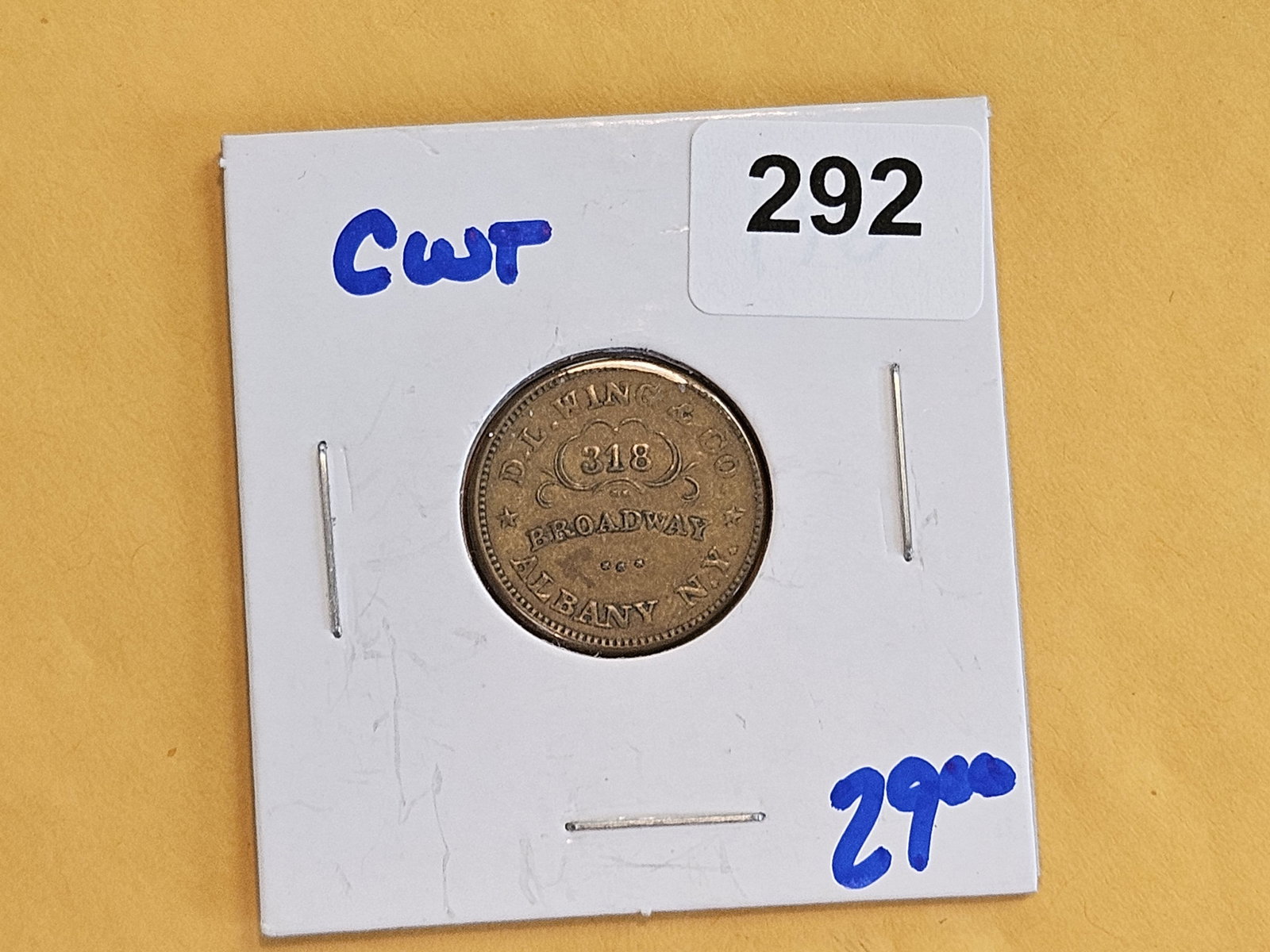 1863 Civil War Token Merchant's Store Card - 2