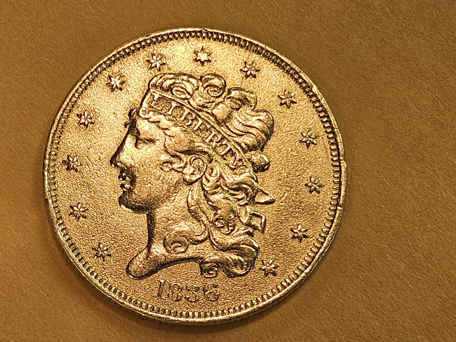 GOLD! Better 1836 Classic Head Five Dollar GOLD in Brilliant About Uncirculated plus (1 of 10)