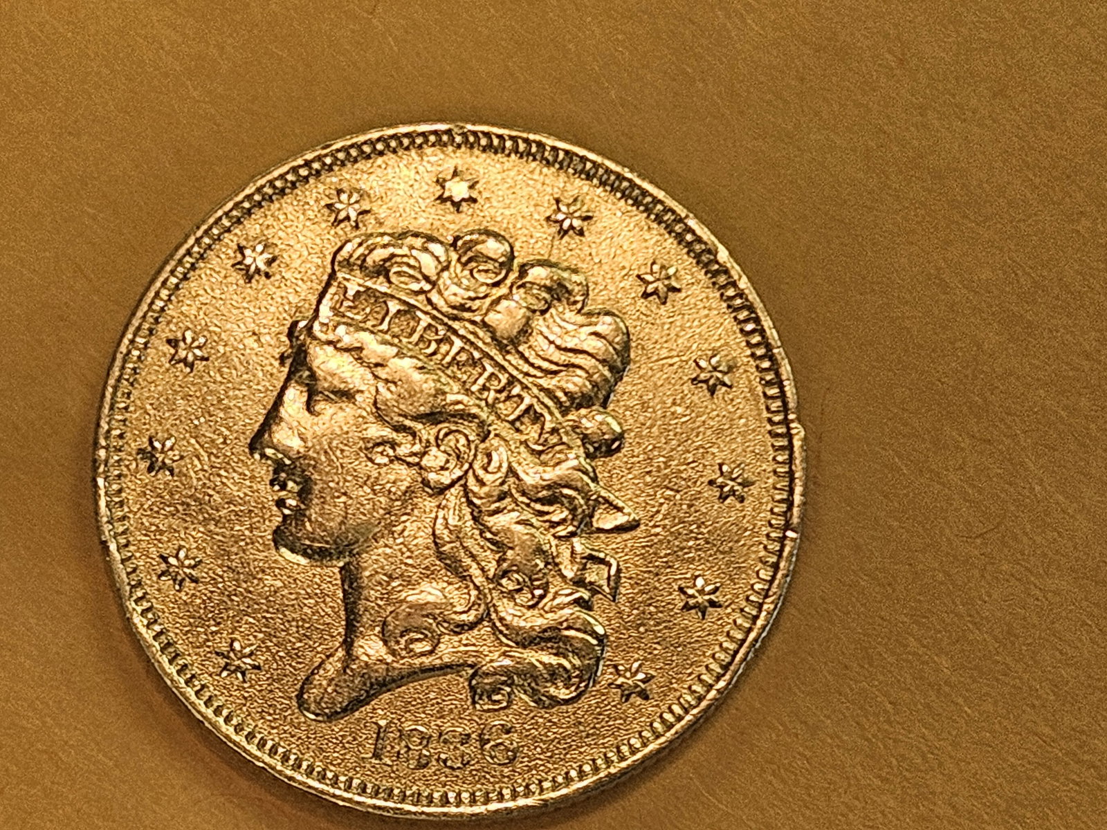GOLD! Better 1836 Classic Head Five Dollar GOLD in Brilliant About Uncirculated plus - 5