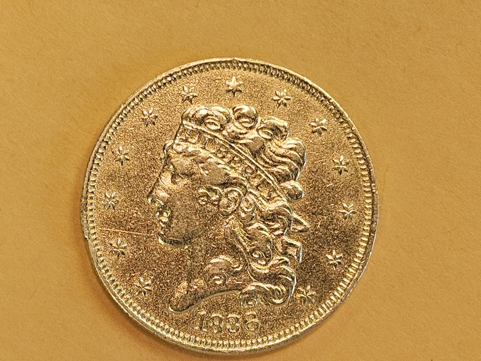 GOLD! Better 1836 Classic Head Five Dollar GOLD in Brilliant About Uncirculated plus - 6