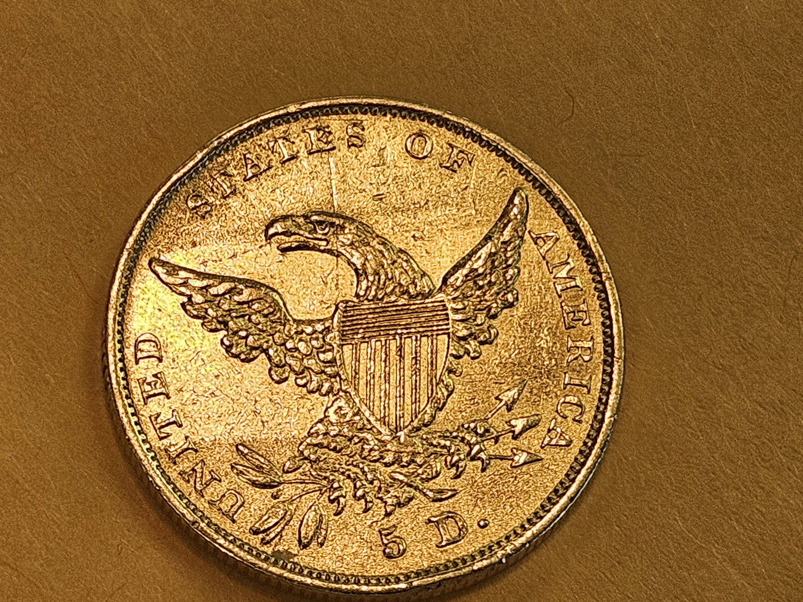 GOLD! Better 1836 Classic Head Five Dollar GOLD in Brilliant About Uncirculated plus - 7