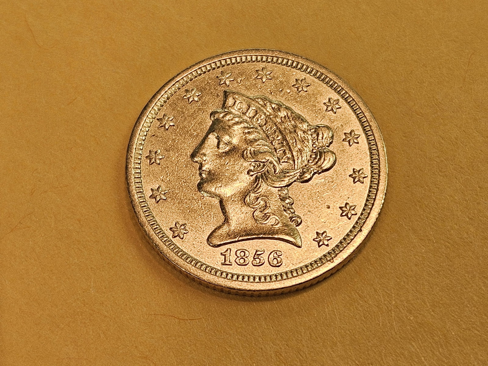 GOLD! Better Date 1856 Gold $2.5 Dollars in Brilliant About Uncirculated plus - 3