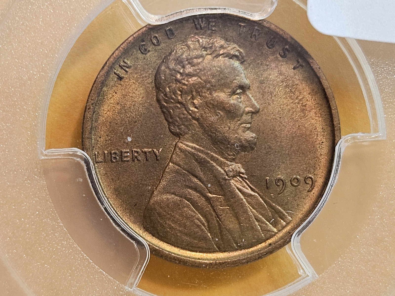 GEM! PCGS 1909-VDB Wheat cent in Mint State 65 RB: Good luster 