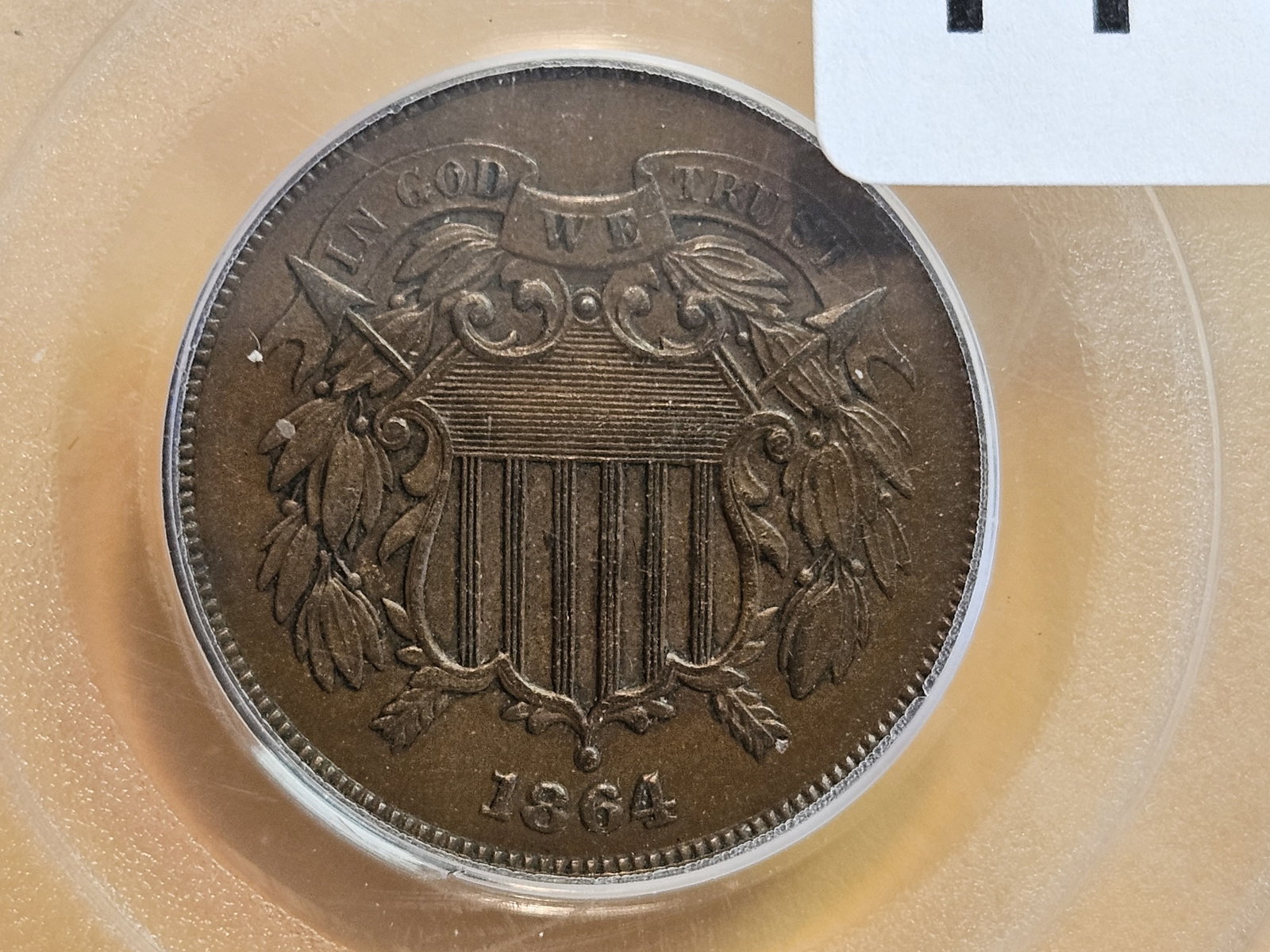 PCGS 1864 Two Cent piece in About Uncirculated - 55 (1 of 4)