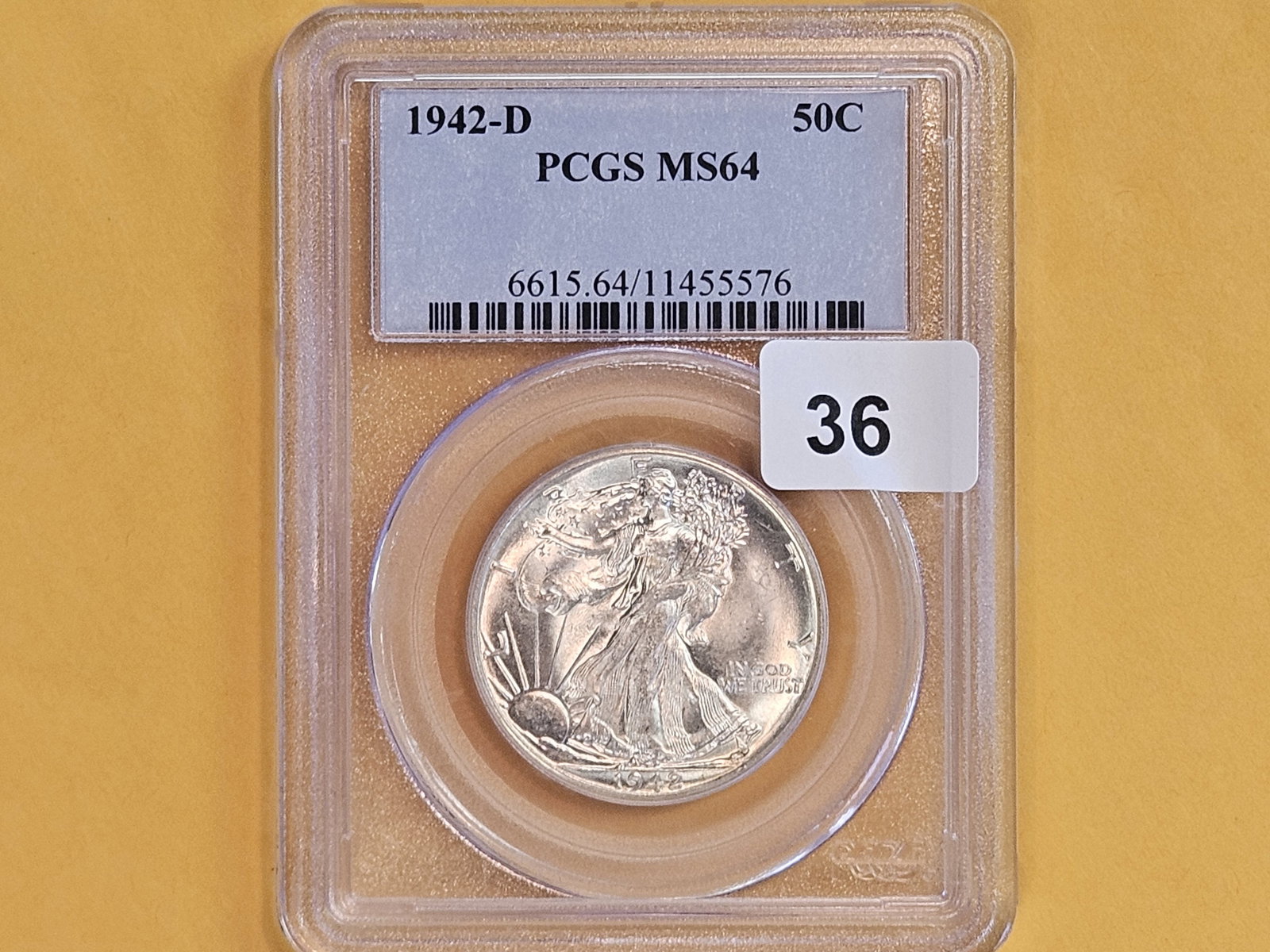 PCGS 1942-D Walking Liberty silver Half Dollar in Mint State 64 - 2