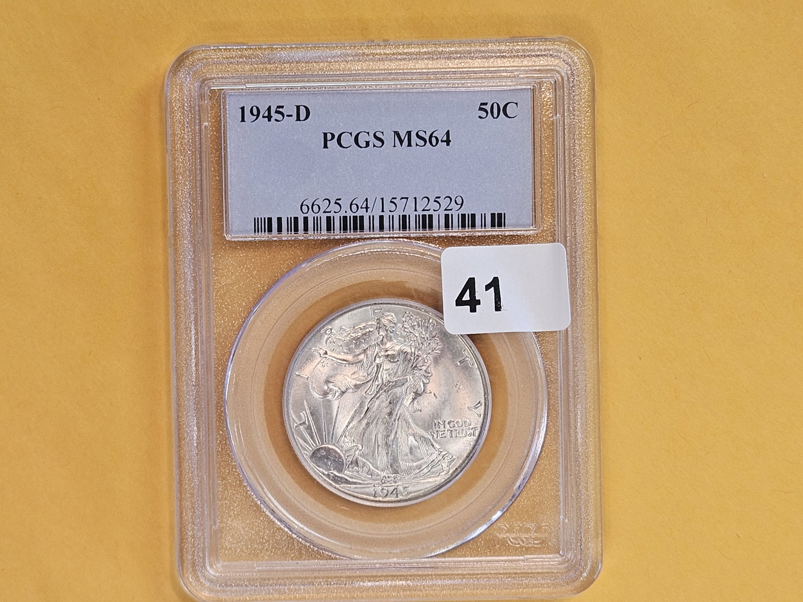 PCGS 1945-D Walking Liberty silver Half Dollar in Mint State 64 - 2