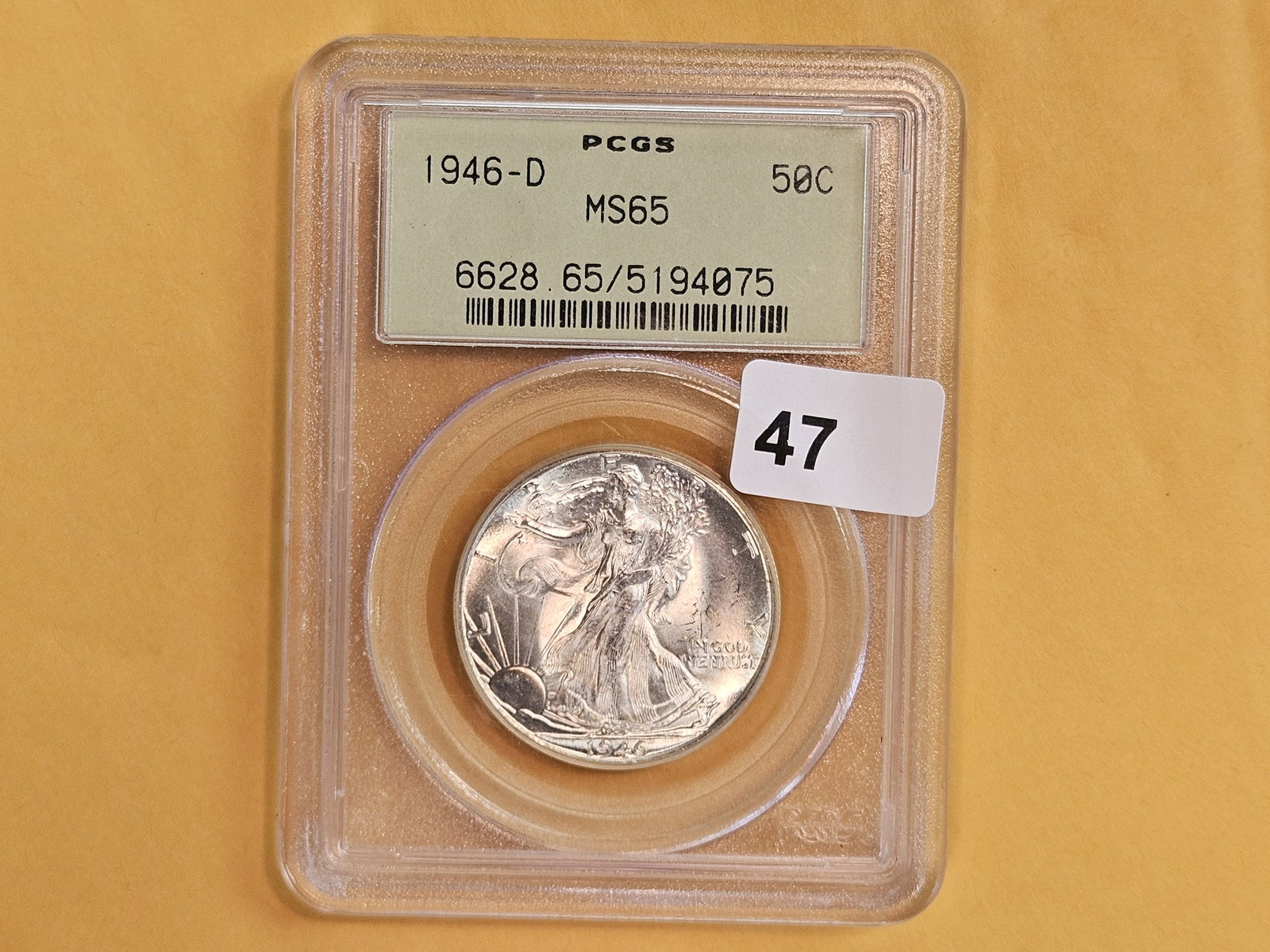 GEM! PCGS 1946-D Walking Liberty Half Dollar in Mint State 65 - 2