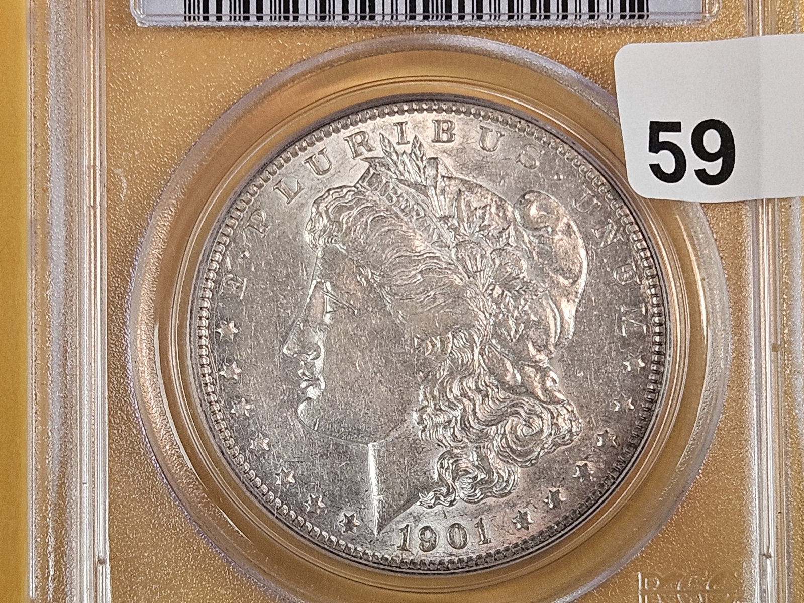 Better Date PCGS 1901-S Morgan Dollar in Brilliant About Uncirculated - 50: Solid luster 