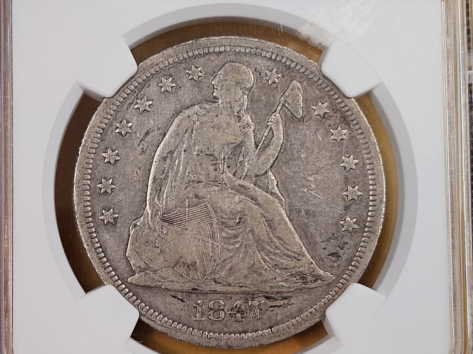 * NGC 1847 Seated Liberty Silver Dollar in Fine - 12 - 3